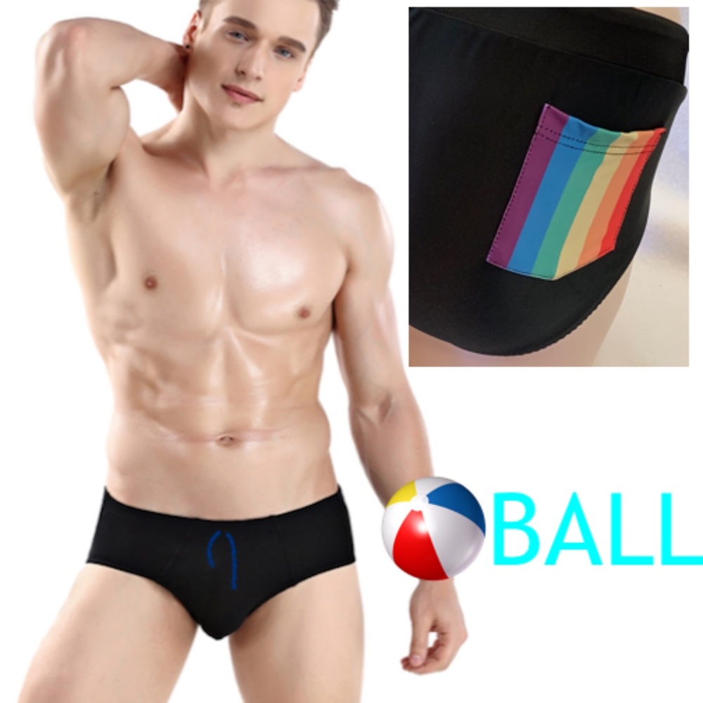 Ball Swim Briefs w Rainbow Pocket XXL runs small